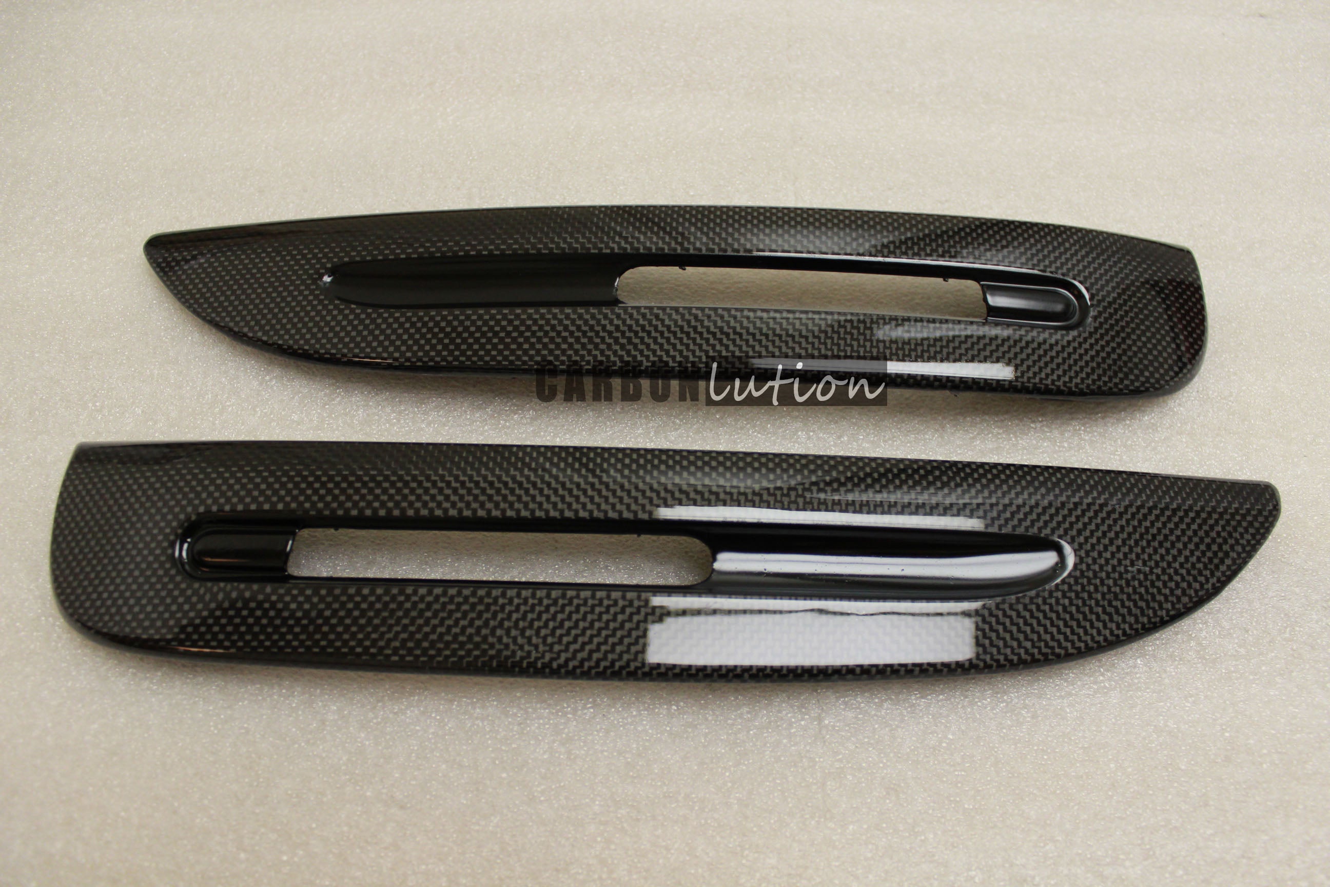 Carbon fiber fog light trim for Boxster Spyder