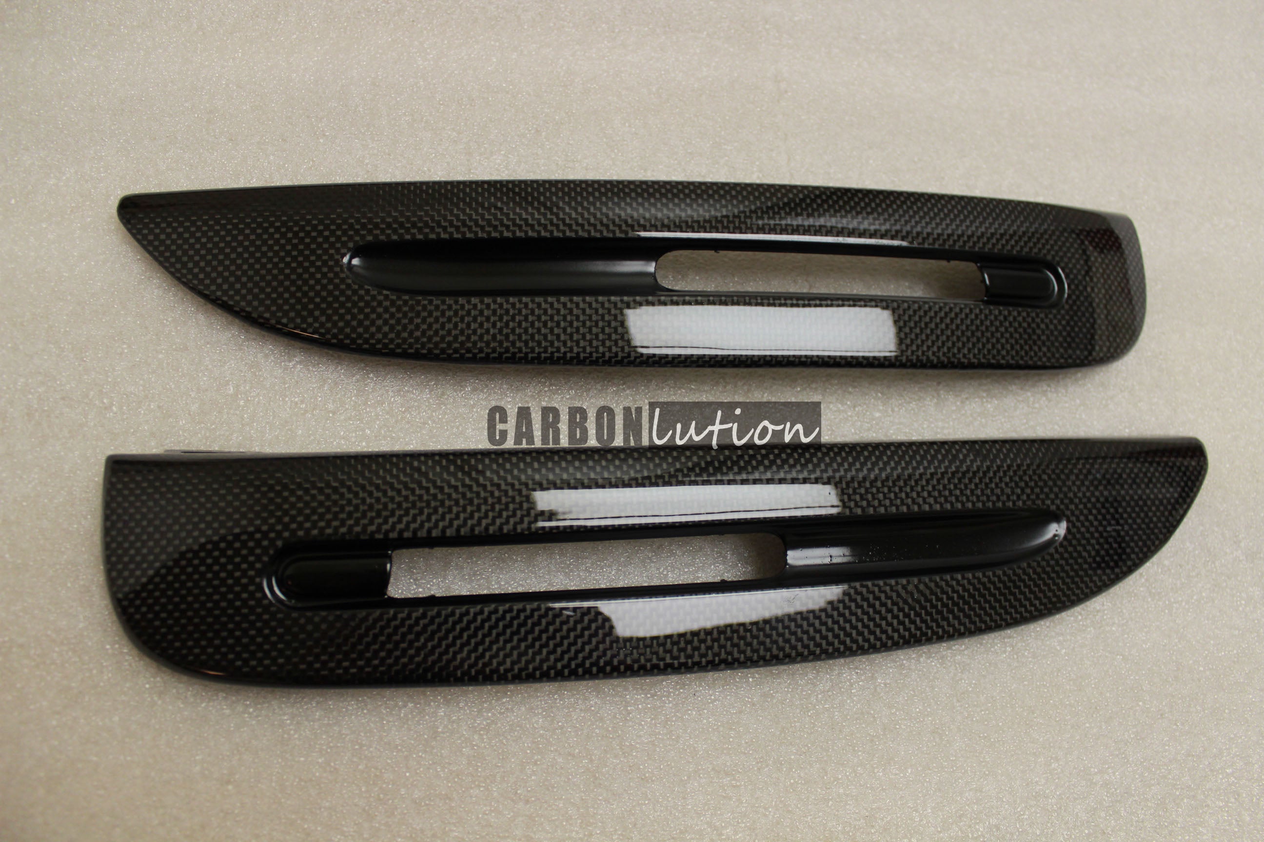 Carbon fiber fog light trim for Boxster Spyder