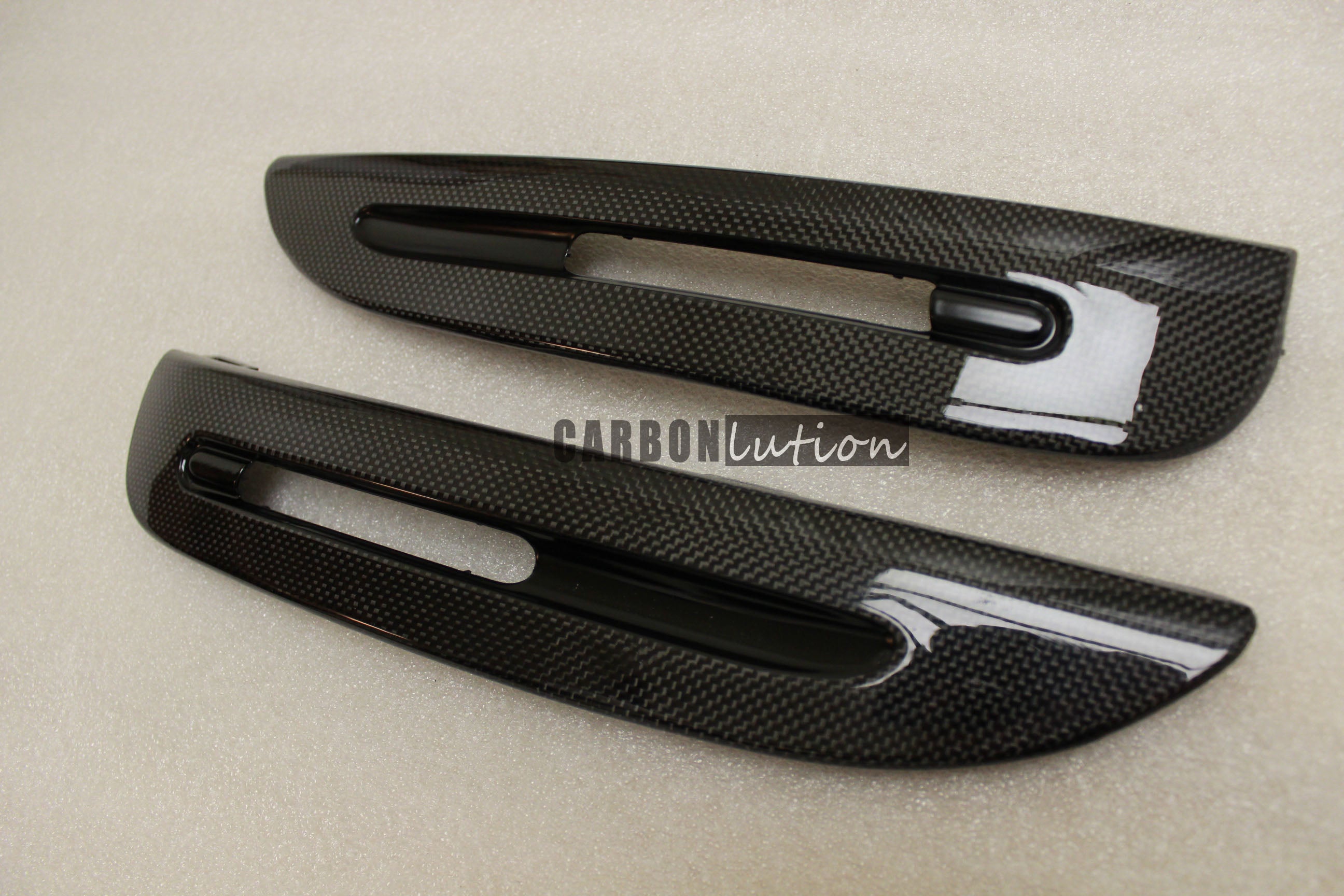 Carbon fiber fog light trim for Boxster Spyder